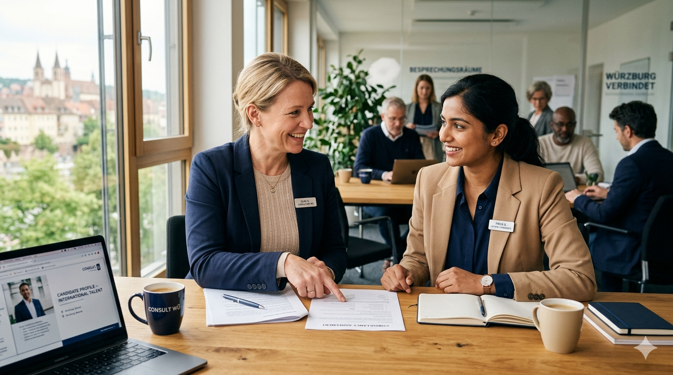 Beratungsgespräch zwischen ICPartners Berater und Unternehmen zur Vermittlung internationaler Fachkräfte